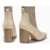 imageCoutgo Women Ankle Boots Sock Booties Pointed Toe Chunky Stacked High Heel Knit Chelsea Winter Dress BootiesApricot