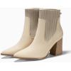 imageCoutgo Women Ankle Boots Sock Booties Pointed Toe Chunky Stacked High Heel Knit Chelsea Winter Dress BootiesApricot