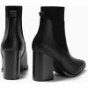 imageCoutgo Women Ankle Boots Sock Booties Pointed Toe Chunky Stacked High Heel Knit Chelsea Winter Dress BootiesBlack