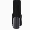 imageCoutgo Women Ankle Boots Sock Booties Pointed Toe Chunky Stacked High Heel Knit Chelsea Winter Dress BootiesCool Black