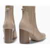 imageCoutgo Women Ankle Boots Sock Booties Pointed Toe Chunky Stacked High Heel Knit Chelsea Winter Dress BootiesKhaki