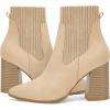 imageCoutgo Women Ankle Boots Sock Booties Pointed Toe Chunky Stacked High Heel Knit Chelsea Winter Dress BootiesLight Khaki