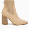 imageCoutgo Women Ankle Boots Sock Booties Pointed Toe Chunky Stacked High Heel Knit Chelsea Winter Dress BootiesLight Khaki