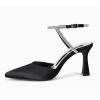 imageCoutgo Women Rhinestone Heels Kitten High Satin Pumps Pointed Toe Sparkly Sexy Wedding Dress ShoesBlack