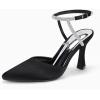 imageCoutgo Women Rhinestone Heels Kitten High Satin Pumps Pointed Toe Sparkly Sexy Wedding Dress ShoesBlack