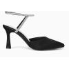 imageCoutgo Women Rhinestone Heels Kitten High Satin Pumps Pointed Toe Sparkly Sexy Wedding Dress ShoesBlack