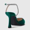 imageCoutgo Women Rhinestone Heels Kitten High Satin Pumps Pointed Toe Sparkly Sexy Wedding Dress ShoesDark Green