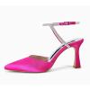 imageCoutgo Women Rhinestone Heels Kitten High Satin Pumps Pointed Toe Sparkly Sexy Wedding Dress ShoesRose Red