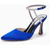 imageCoutgo Women Rhinestone Heels Kitten High Satin Pumps Pointed Toe Sparkly Sexy Wedding Dress ShoesRoyal Blue