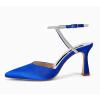 imageCoutgo Women Rhinestone Heels Kitten High Satin Pumps Pointed Toe Sparkly Sexy Wedding Dress ShoesRoyal Blue