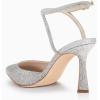 imageCoutgo Women Rhinestone Heels Kitten High Satin Pumps Pointed Toe Sparkly Sexy Wedding Dress ShoesSilver