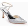 imageCoutgo Women Rhinestone Heels Kitten High Satin Pumps Pointed Toe Sparkly Sexy Wedding Dress ShoesSilver