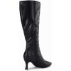 imageCoutgo Womens Knee High Boots Pointed Toe Kitten Heel Side Zipper Stretchy Vegan Suede Comfort Fall Winter BootBlack