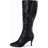 imageCoutgo Womens Knee High Boots Pointed Toe Kitten Heel Side Zipper Stretchy Vegan Suede Comfort Fall Winter BootBlack