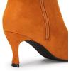 imageCoutgo Womens Knee High Boots Pointed Toe Kitten Heel Side Zipper Stretchy Vegan Suede Comfort Fall Winter BootBrown