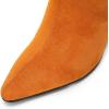 imageCoutgo Womens Knee High Boots Pointed Toe Kitten Heel Side Zipper Stretchy Vegan Suede Comfort Fall Winter BootBrown