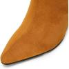 imageCoutgo Womens Knee High Boots Pointed Toe Kitten Heel Side Zipper Stretchy Vegan Suede Comfort Fall Winter BootKhaki