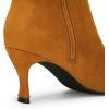 imageCoutgo Womens Knee High Boots Pointed Toe Kitten Heel Side Zipper Stretchy Vegan Suede Comfort Fall Winter BootKhaki