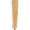 imageCoutgo Womens Knee High Boots Pointed Toe Kitten Heel Side Zipper Stretchy Vegan Suede Comfort Fall Winter BootLight Coffee