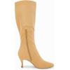 imageCoutgo Womens Knee High Boots Pointed Toe Kitten Heel Side Zipper Stretchy Vegan Suede Comfort Fall Winter BootLight Coffee