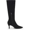 imageCoutgo Womens Knee High Boots Pointed Toe Kitten Heel Side Zipper Stretchy Vegan Suede Comfort Fall Winter BootPure Black