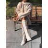 imageCoutgo Womens Knee High Boots Square Toe Chunky Block Heel Side Zipper Faux Suede Long Boots Fall Winter ShoesBeige
