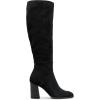 imageCoutgo Womens Knee High Boots Square Toe Chunky Block Heel Side Zipper Faux Suede Long Boots Fall Winter ShoesBlack