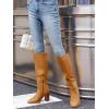imageCoutgo Womens Knee High Boots Square Toe Chunky Block Heel Side Zipper Faux Suede Long Boots Fall Winter ShoesBrown