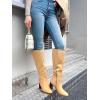imageCoutgo Womens Knee High Boots Square Toe Chunky Block Heel Side Zipper Faux Suede Long Boots Fall Winter ShoesKhaki