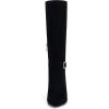 imageCoutgo Womens Knee High Boots Stiletto Heels Suede Pointed Toe Wide Calf Metal Buckle Side Zipper Winter BootsBlack