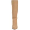 imageCoutgo Womens Knee High Boots Stiletto Heels Suede Pointed Toe Wide Calf Metal Buckle Side Zipper Winter BootsKhaki