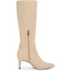 imageCoutgo Womens Knee High Boots Stiletto Heels Suede Pointed Toe Wide Calf Metal Buckle Side Zipper Winter BootsNude