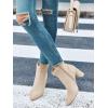 imageCoutgo Womens Pointed Toe Ankle Boots Chunky Block Heel Tie Knot Side Zipper Dressy BootiesBeige