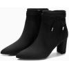 imageCoutgo Womens Pointed Toe Ankle Boots Chunky Block Heel Tie Knot Side Zipper Dressy BootiesBlack