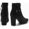 imageCoutgo Womens Pointed Toe Ankle Boots Chunky Block Heel Tie Knot Side Zipper Dressy BootiesBlack
