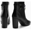 imageCoutgo Womens Pointed Toe Ankle Boots Chunky Block Heel Tie Knot Side Zipper Dressy BootiesCool Black