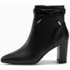 imageCoutgo Womens Pointed Toe Ankle Boots Chunky Block Heel Tie Knot Side Zipper Dressy BootiesCool Black