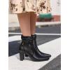 imageCoutgo Womens Pointed Toe Ankle Boots Chunky Block Heel Tie Knot Side Zipper Dressy BootiesCool Black