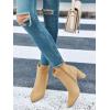 imageCoutgo Womens Pointed Toe Ankle Boots Chunky Block Heel Tie Knot Side Zipper Dressy BootiesKhaki