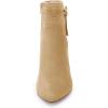 imageCoutgo Womens Pointed Toe Ankle Boots Chunky Block Heel Tie Knot Side Zipper Dressy BootiesKhaki