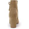imageCoutgo Womens Pointed Toe Ankle Boots Chunky Block Heel Tie Knot Side Zipper Dressy BootiesLight Brown