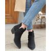 imageCoutgo Womens Pointed Toe Ankle Boots Cutout Tie Knot Chunky Block Stacked Heel Suede Booties ShoesBlack