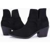 imageCoutgo Womens Pointed Toe Ankle Boots Cutout Tie Knot Chunky Block Stacked Heel Suede Booties ShoesBlack