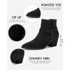 imageCoutgo Womens Pointed Toe Ankle Boots Cutout Tie Knot Chunky Block Stacked Heel Suede Booties ShoesBlack