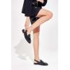imageCoutgo Womens Slingback Loafers Comfortable Pointed Toe Chunky Low Heel Adjustable Buckle Strap Flat ShoesBlack