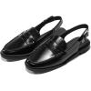 imageCoutgo Womens Slingback Loafers Comfortable Pointed Toe Chunky Low Heel Adjustable Buckle Strap Flat ShoesBlack