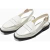 imageCoutgo Womens Slingback Loafers Comfortable Pointed Toe Chunky Low Heel Adjustable Buckle Strap Flat ShoesCreamywhite