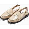 imageCoutgo Womens Slingback Loafers Comfortable Pointed Toe Chunky Low Heel Adjustable Buckle Strap Flat ShoesKhaki