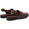 imageCoutgo Womens Slingback Loafers Comfortable Pointed Toe Chunky Low Heel Adjustable Buckle Strap Flat ShoesRedbrown