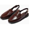 imageCoutgo Womens Slingback Loafers Comfortable Pointed Toe Chunky Low Heel Adjustable Buckle Strap Flat ShoesRedbrown